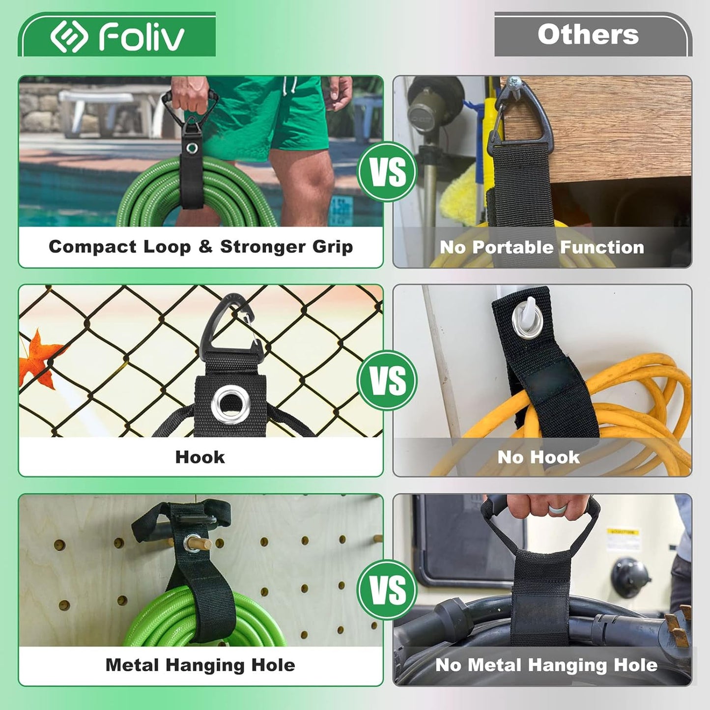 FOLIV 4PCS Storage Straps 3 in 1 Multifunction, Heavy Duty Storage Straps for Cables and Ropes, Extension Cord Organizer with Handle for Pool Hoses, Garden Hoses, Cords - 28'' + 22''