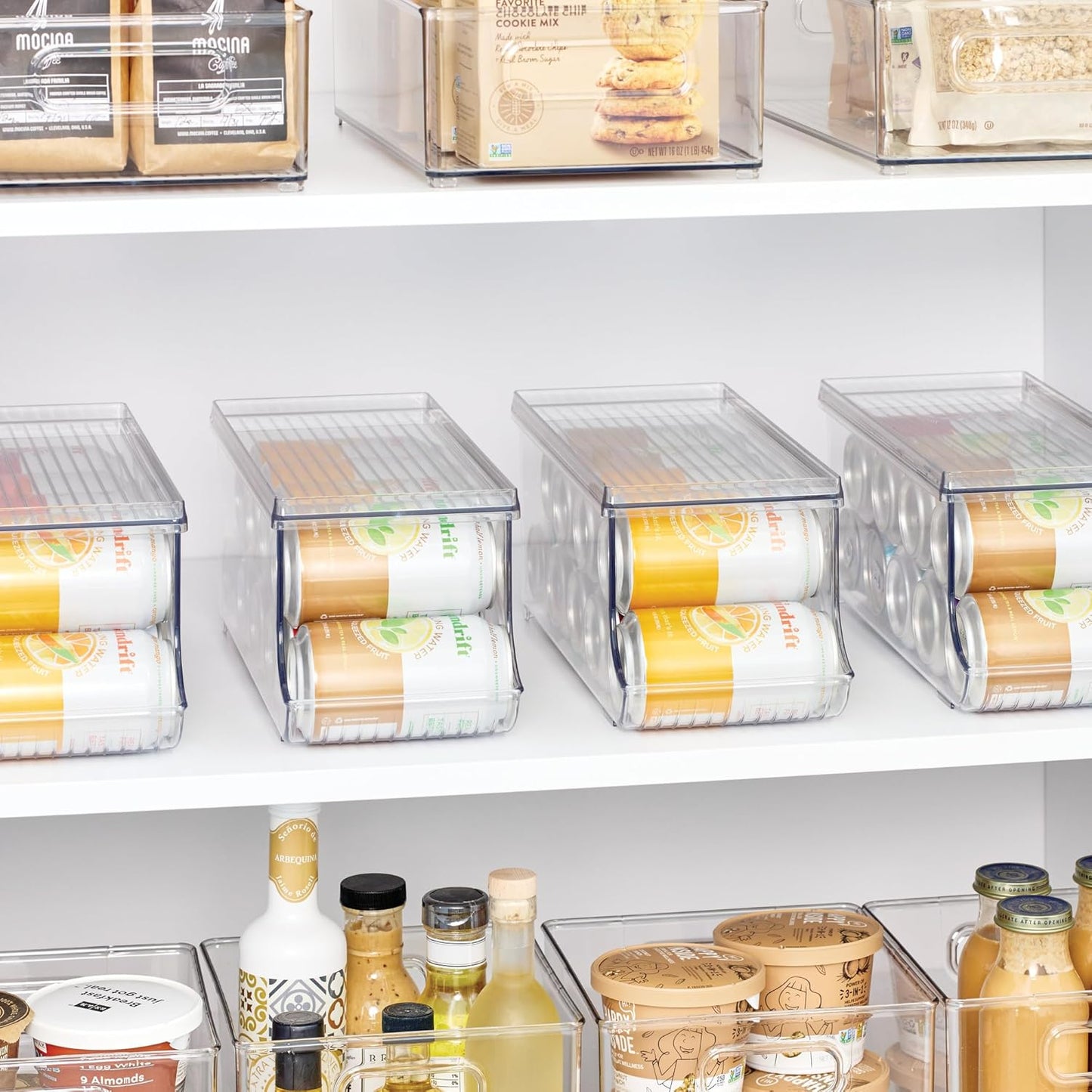 iDesign Soda Can Organizer with Lid for Pantry or Refrigerator - Set of 2 - Clear - Made in USA