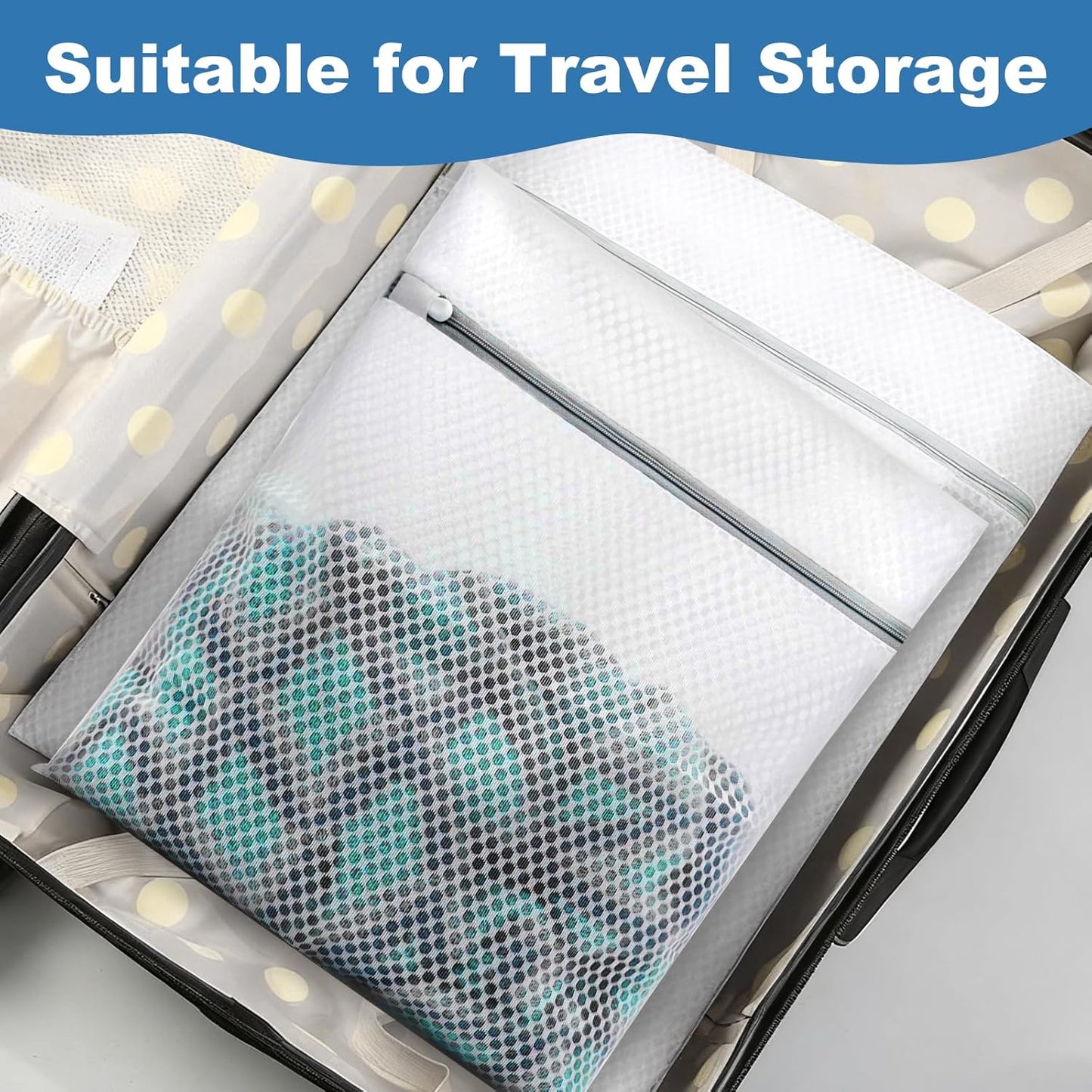 Laundry Bags Mesh Wash Bags for Delicates, Upgraded Honeycomb & Fine Mesh, Extra Durable with Sturdy Zippers, Protect Clothes in Washing Machine Essentials for Home, College & Dorm, 12 x 16 in 4-Pack