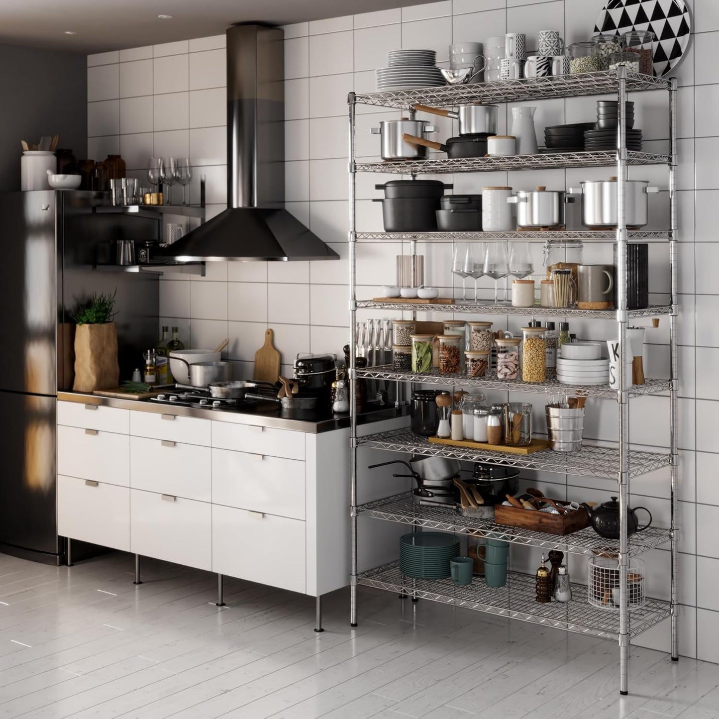18" Deep x 48" Wide x 86" Height Wire Shelving Kit | 8-Tier | NSF Commercial Storage Rack Unit