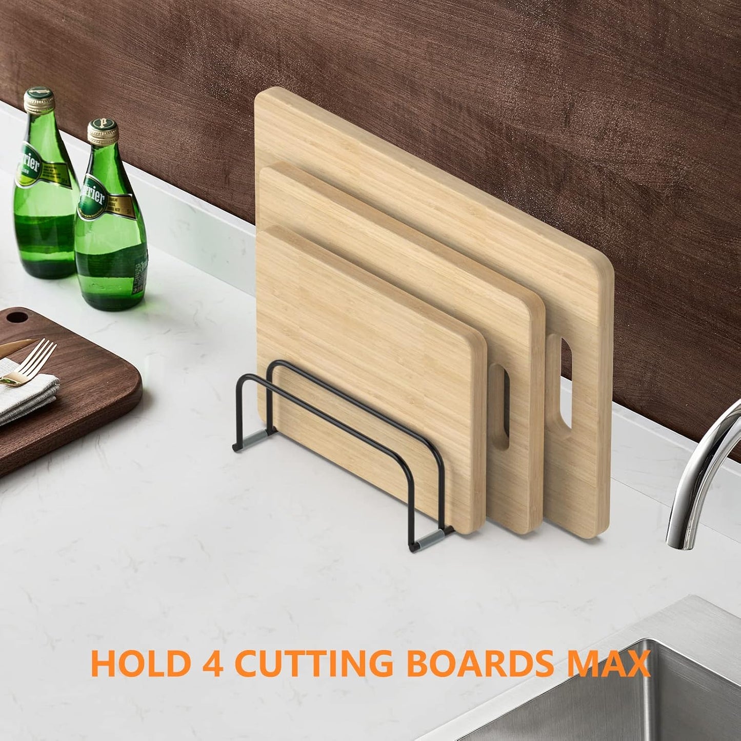 Cutting Board Storage Rack, Compact Cutting Board Organizer, Chopping Board Storage Stand Rack, Bakeware & Cookie Pan Sheets Organizer (1.0 Inch Width Slots)