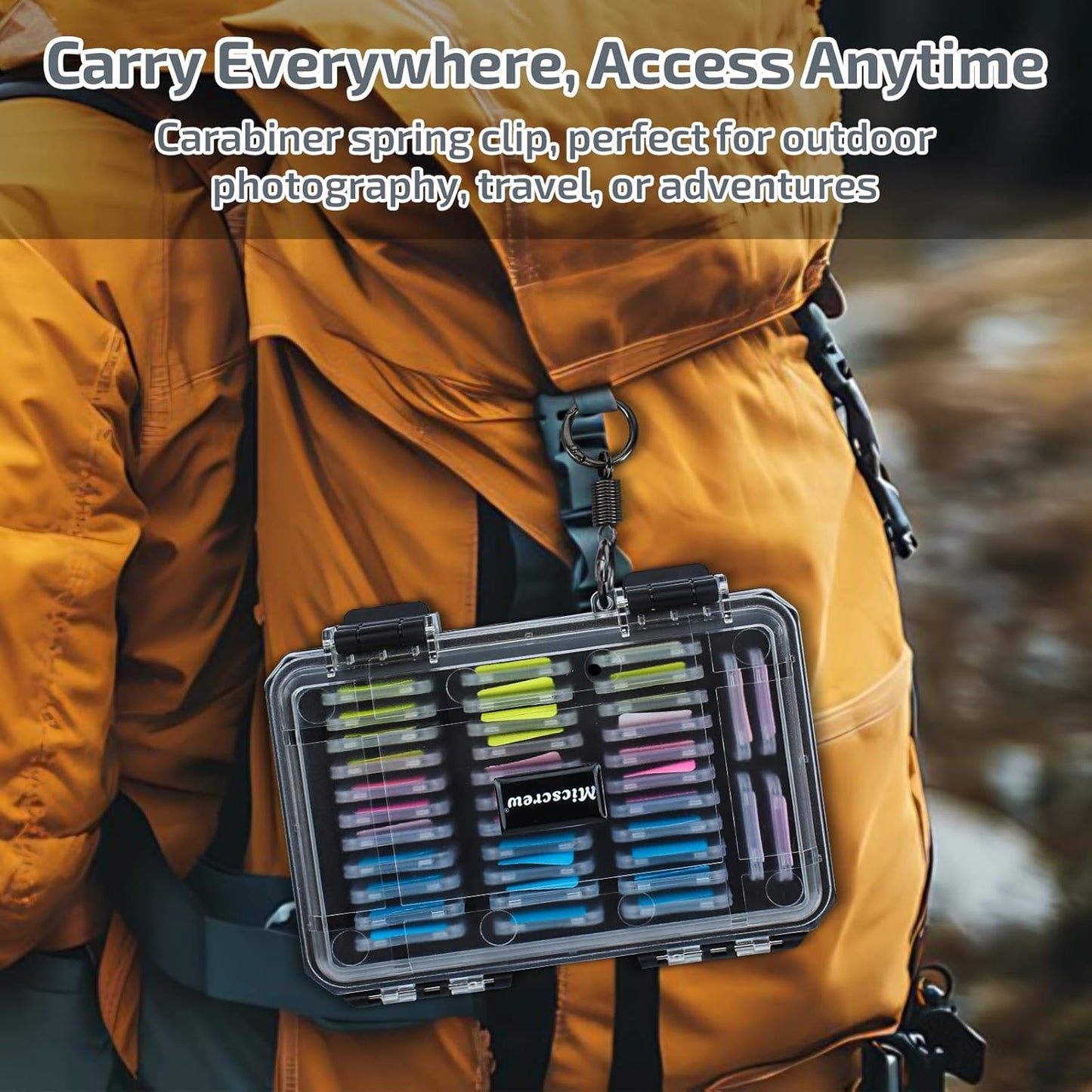 37 Slots Memory Card Case & 36 Transparent Card Cases & 60 Visual Sticky Notes, Water-Resistant Anti-Shock Anti-Dust SD Card Holder Storage,SD Card Case for Camera Memory Card(Clear Plastic)