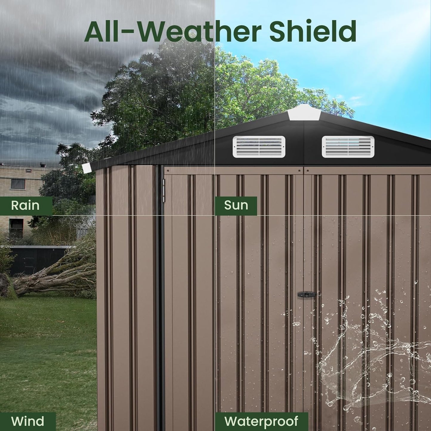 GVDV 6x4 FT Outdoor Metal Storage Shed with Floor, Durable Garden Shed with Updated Frame Structure for Backyard, Patio, Tool Storage, All-Weather Shelter for Bike, Gardening Tools, Equipment, Pet