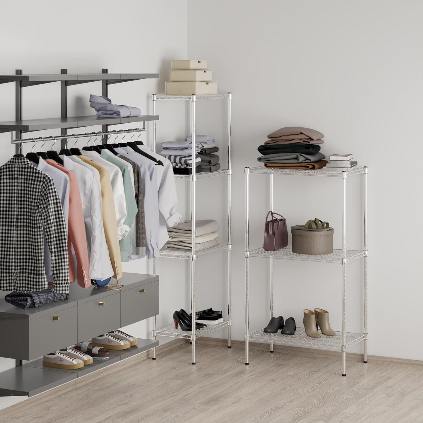 18" Deep x 30" Wide x 54" Height Wire Shelving Kit | 3-Tier | NSF Commercial Storage Rack Unit
