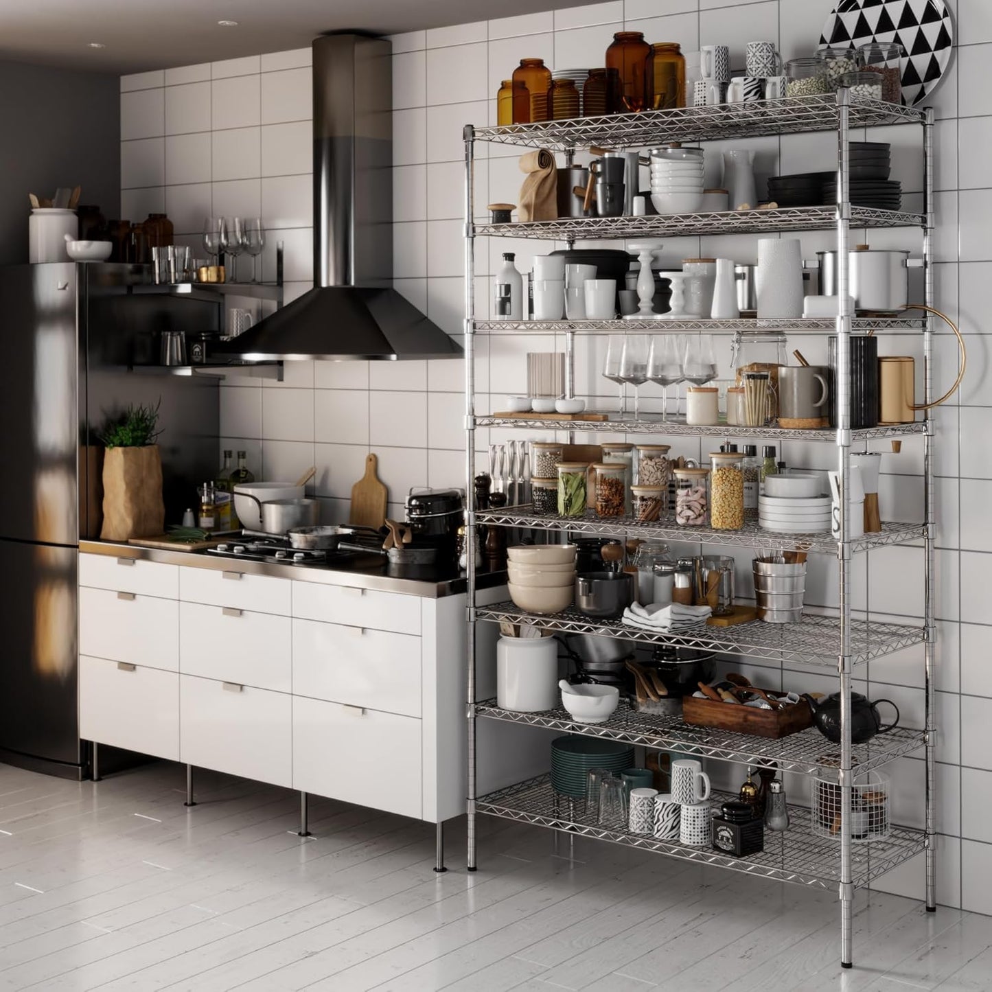 21" Deep x 48" Wide x 86" Height Wire Shelving Kit | 8-Tier | NSF Commercial Storage Rack Unit