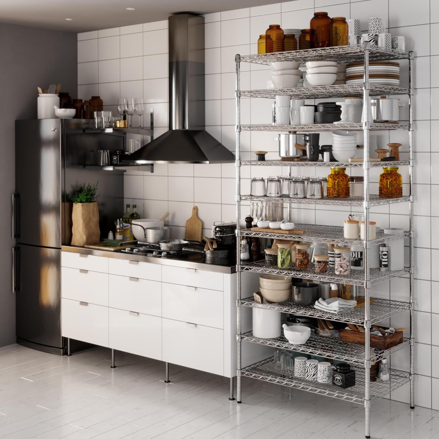 24" Deep x 36" Wide x 86" Height Wire Shelving Kit | 10-Tier | NSF Commercial Storage Rack Unit