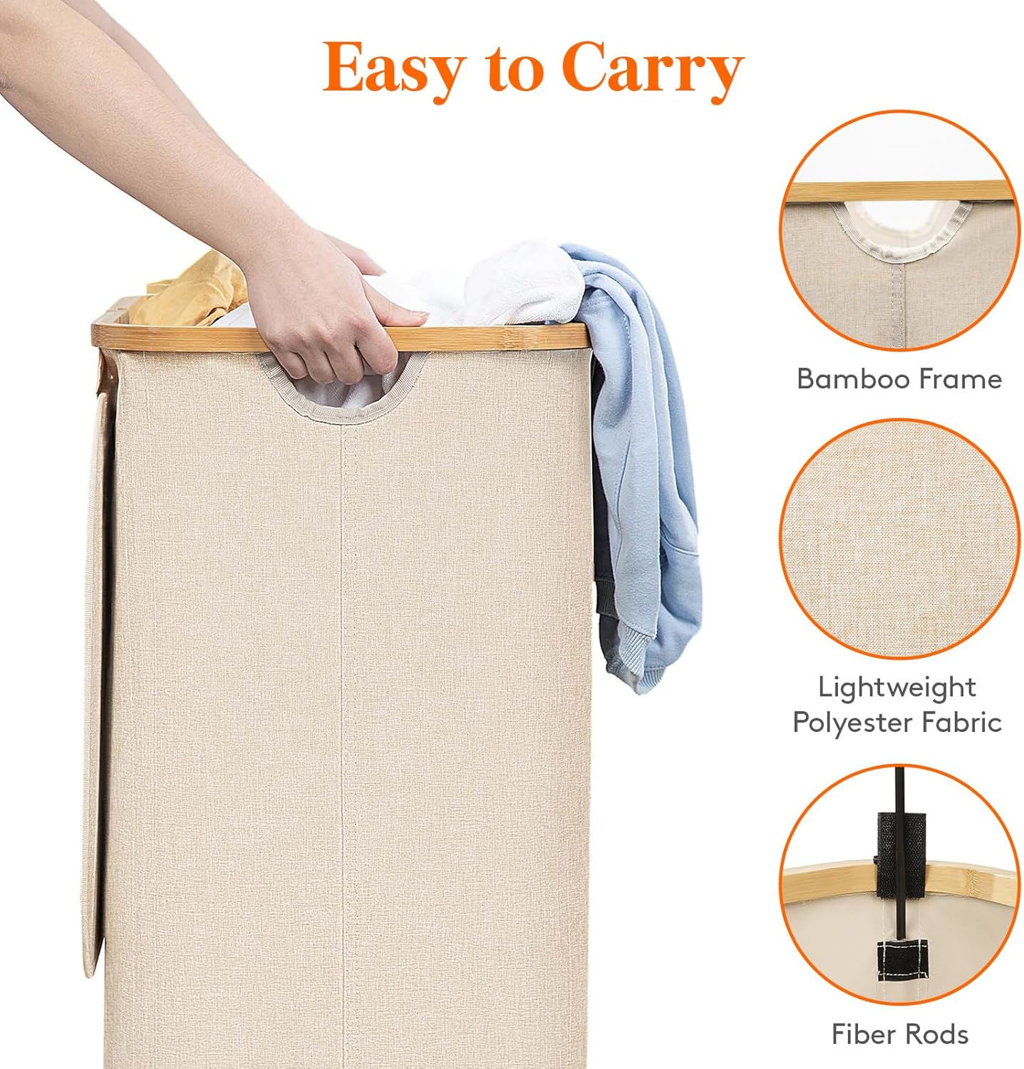Lifewit 100L Laundry Basket with Lid, Clothes Hampers for Laundry with Bamboo Handles and A Removable Bag, Large Foldable Laundry Hamper for Bedroom, Bathroom, Dorm, Laundry Room, Beige