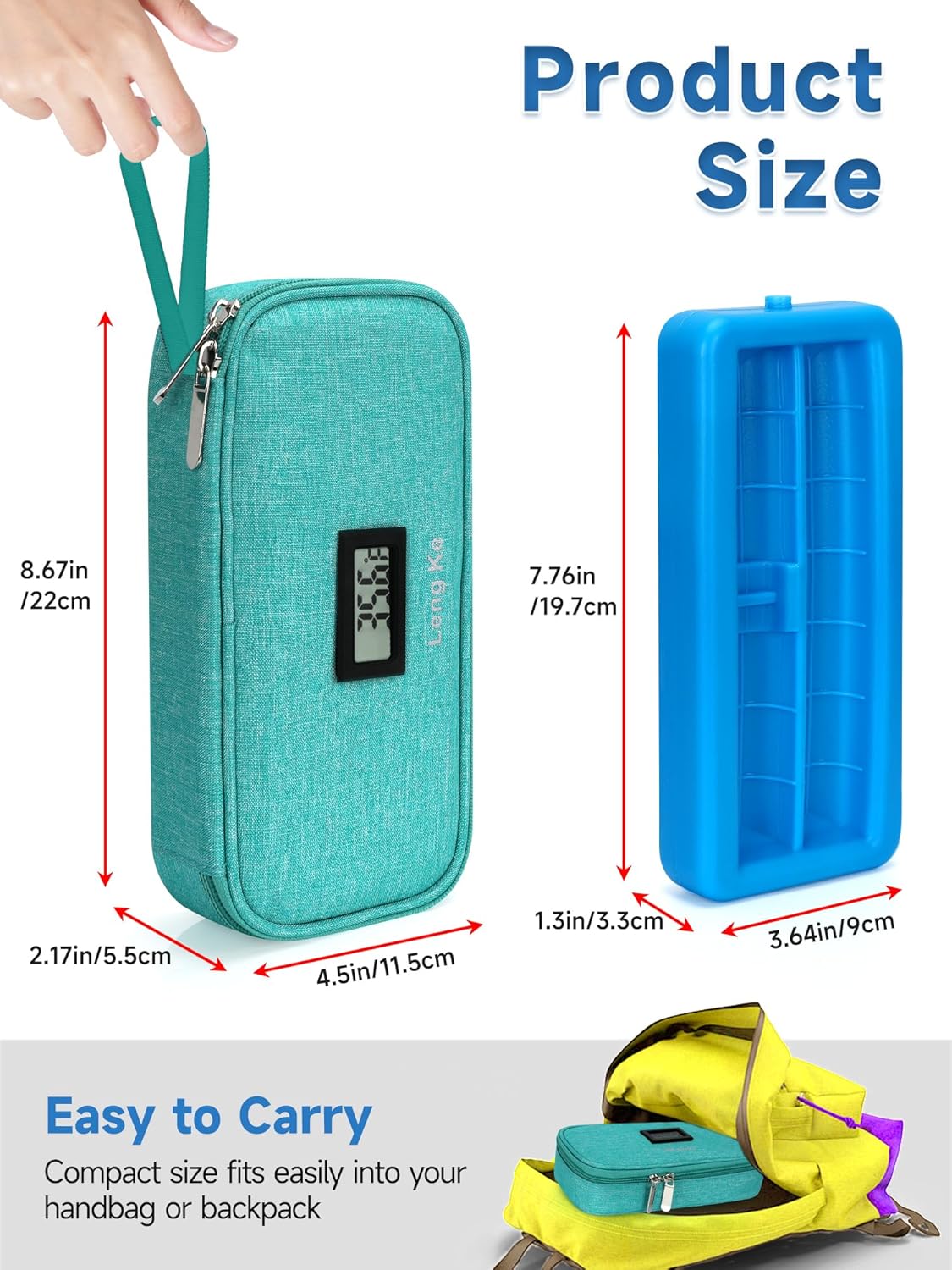 YOUSHARES Insulin Cooler Travel Case for Pen & Vials, Temperature Display Diabetic Medication Cooling Bag with Protective Ice Brick, TSA Approved Refrigerated Diabetes Supplies Carrying Organizer