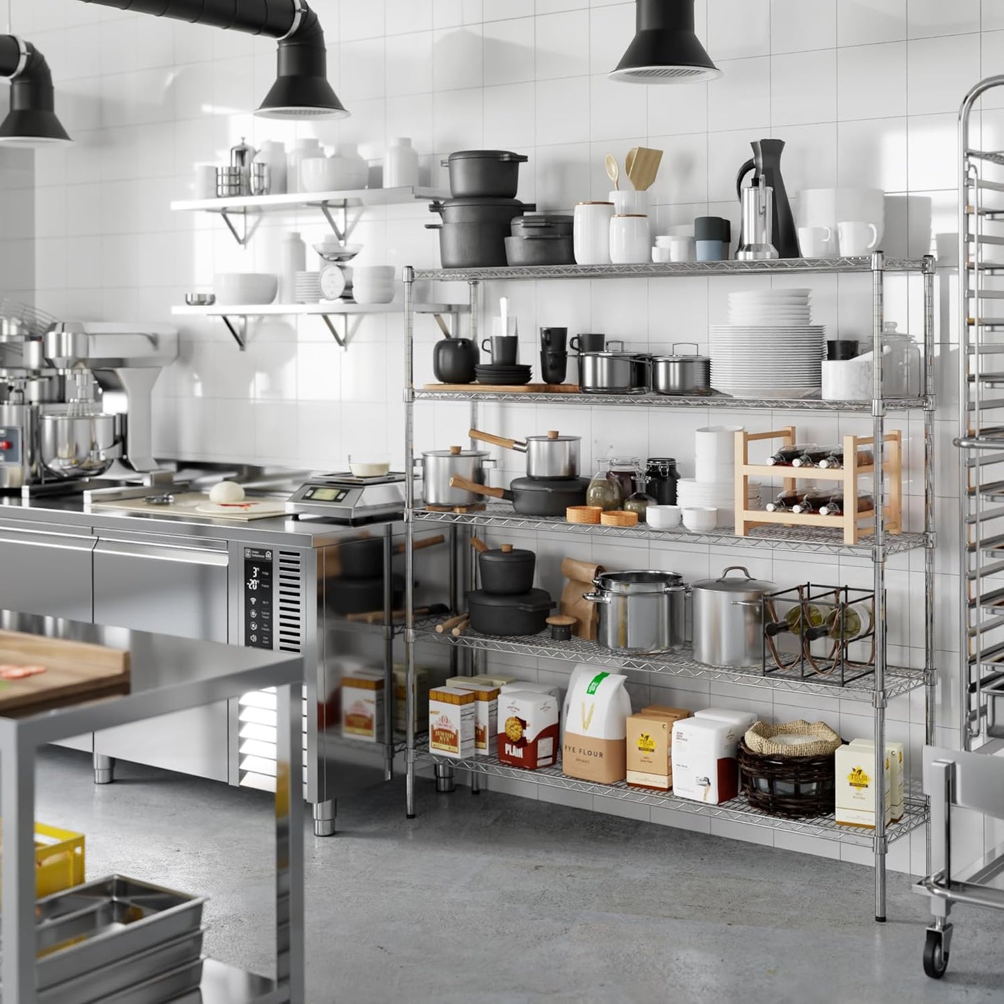 14" Deep x 60" Wide x 64" Height Wire Shelving Kit | 5-Tier | NSF Commercial Storage Rack Unit