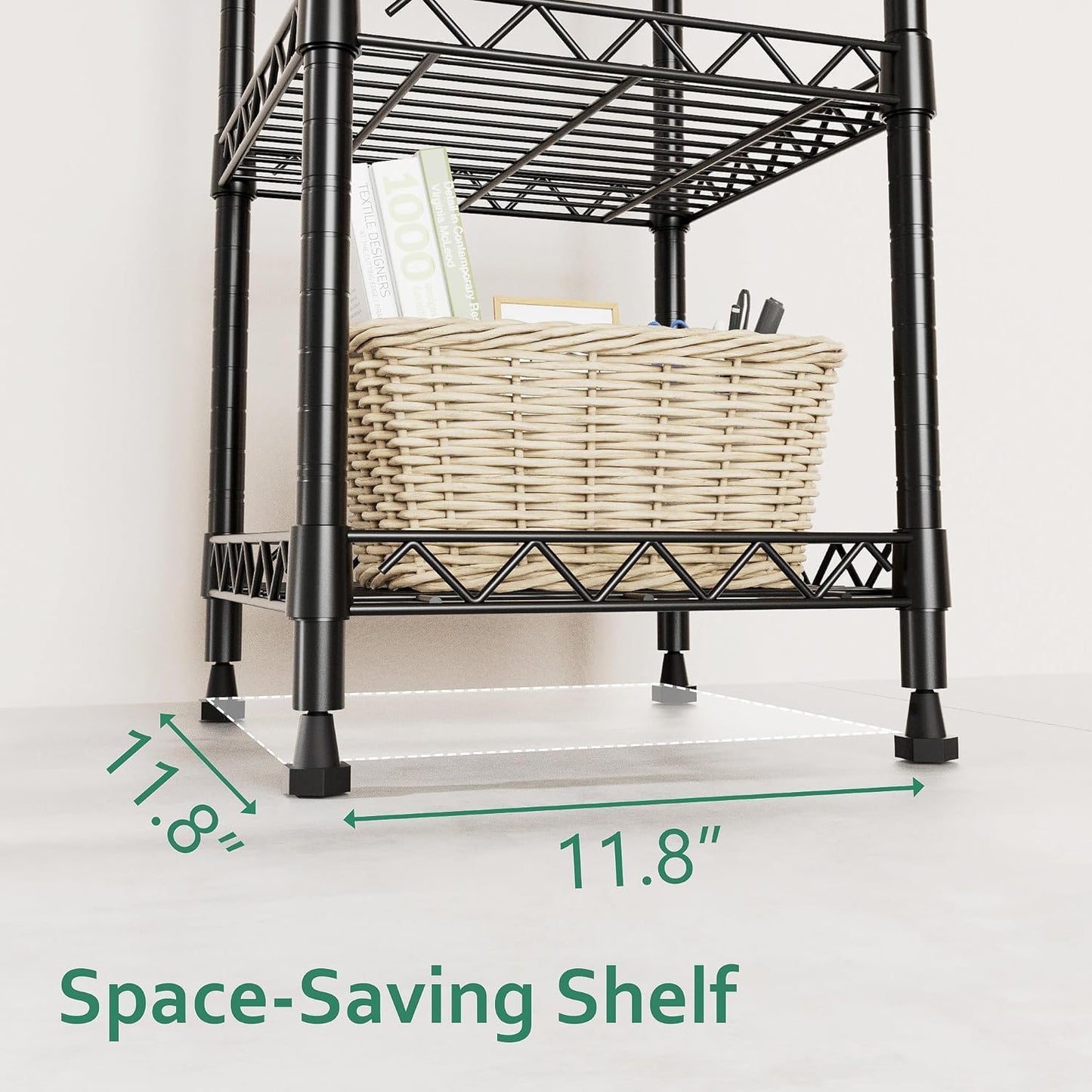 GIOTORENT 5 Tier Standing Shelving Metal Units, Adjustable Height Wire Shelf Display Rack for Laundry Bathroom Kitchen 11.8 W x 11.8 D x 50 H (5-Tier, Black)