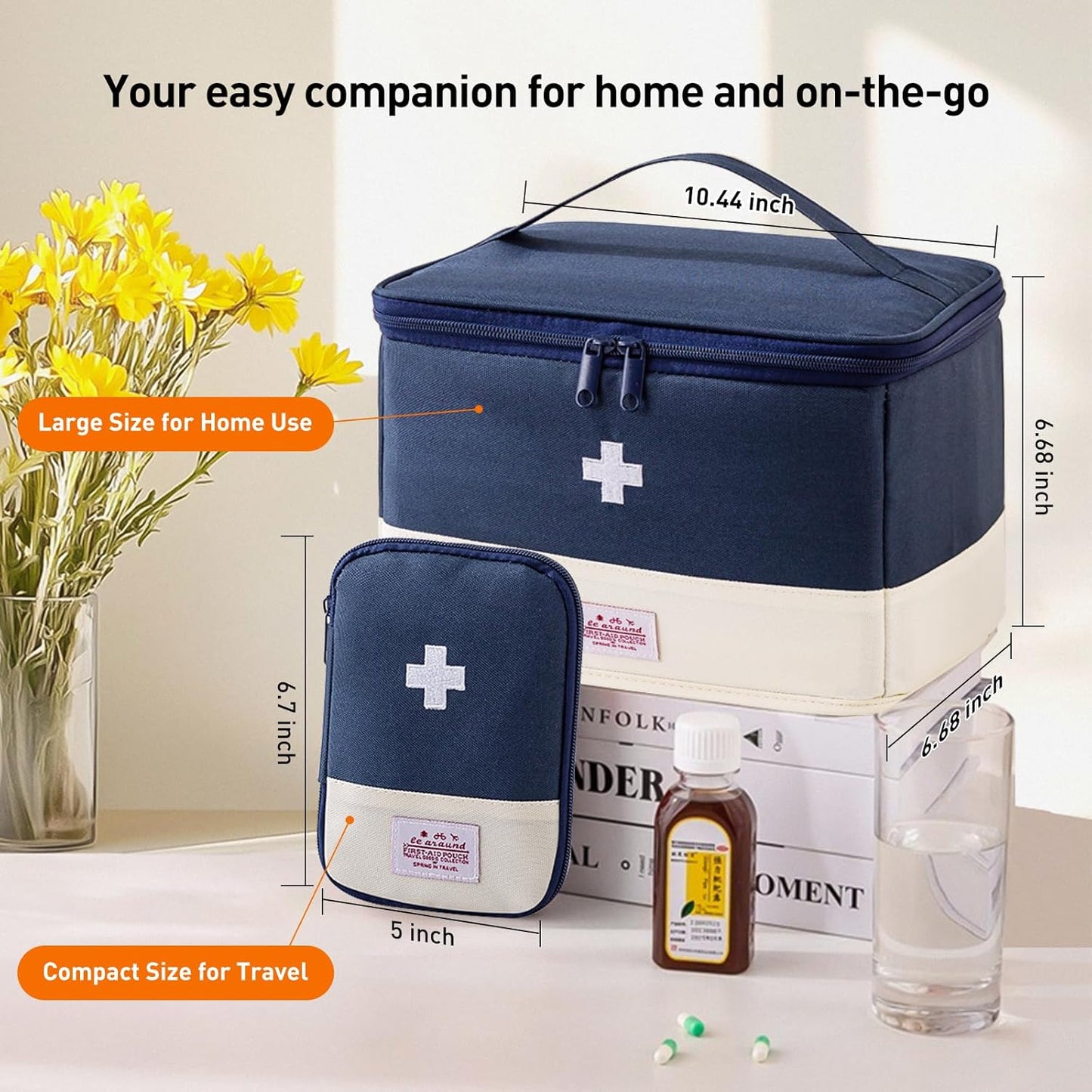 Medication Organizer Storage Bag,Large Capacity Portable Pill Bottle Organizer with Hand, Empty First Aid Kit for Home and Travel