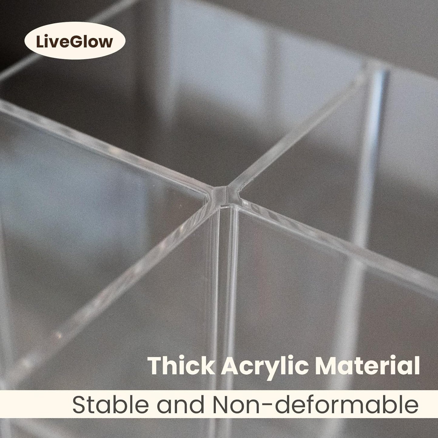Clear Makeup Brush Holder,Acrylic Rotating 360°Makeup Brush Organizer,Pen holder with 4 Grids,Makeup Holder for Courtup,Containers for Desk,2pc