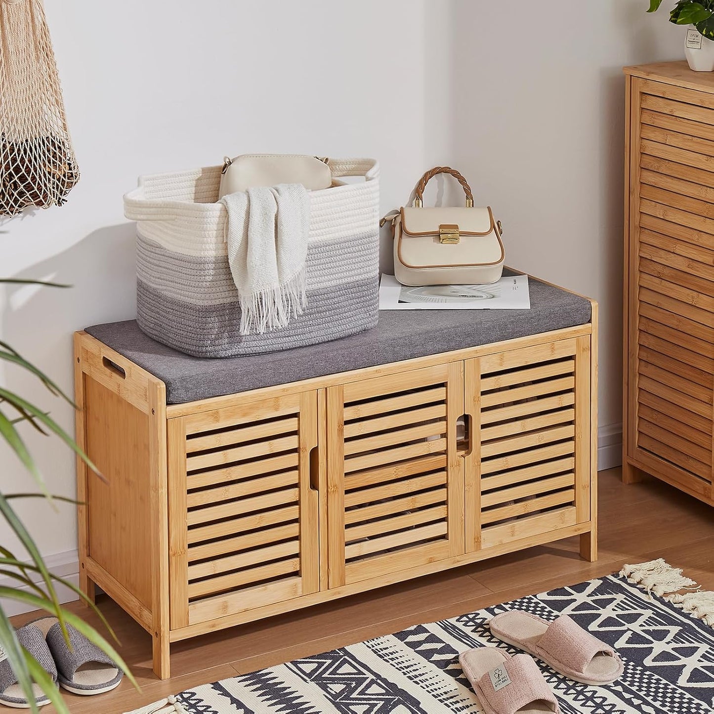 Storage Baskets for Organizing, Woven Baskets for Shelves, Rectangle Decorative Organizer for Storage Clothes, Toy, Books, Towels Nursery Bins 3 Pack (Gradient Grey, 15.75"x11.8"x9.85")