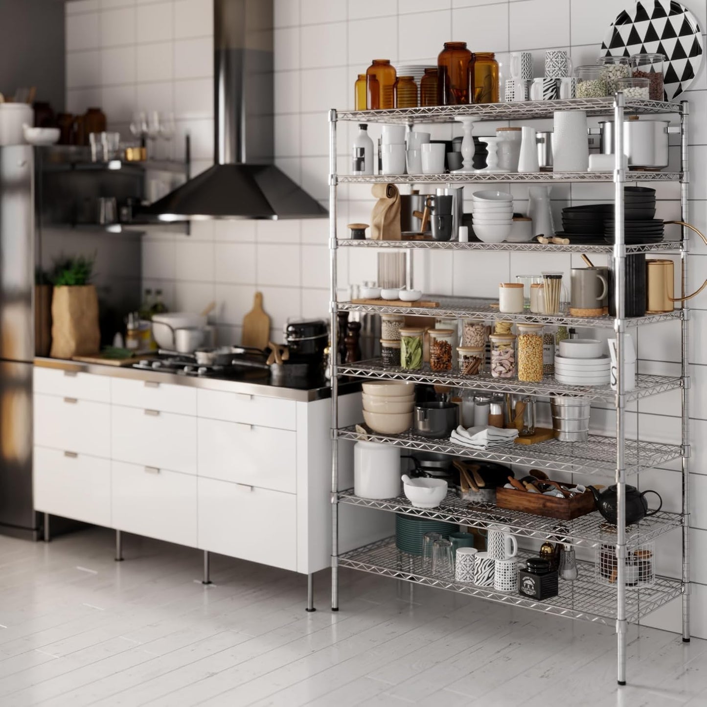 21" Deep x 48" Wide x 74" Height Wire Shelving Kit | 8-Tier | NSF Commercial Storage Rack Unit