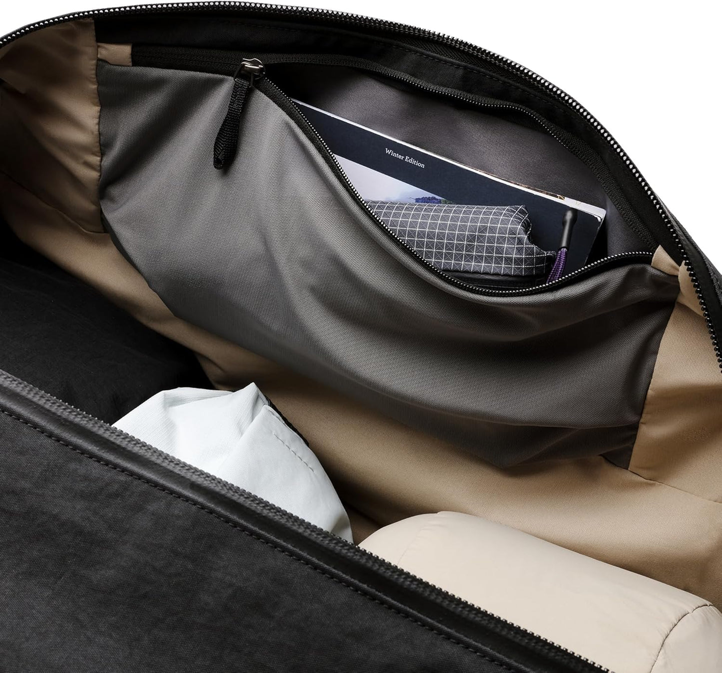 Bellroy Venture Ready Duffel 55L (large-format travel bag with streamlined organization and rugged materials) - Black