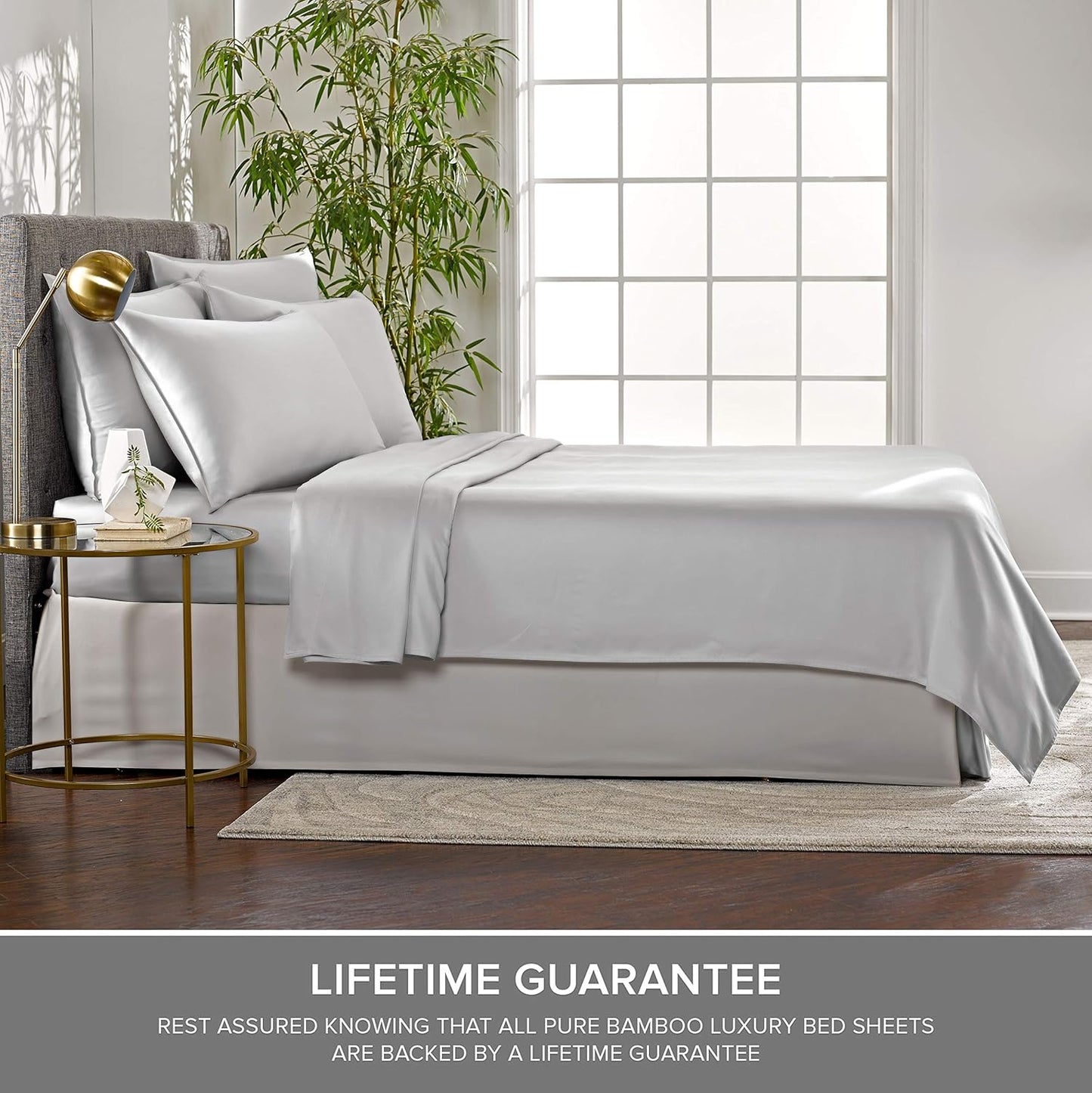 King Pillowcases by Pure Bamboo, Genuine 100% Organic Viscose Derived from Bamboo, Luxuriously Soft & Cooling, Double Stitching, Envelope Closure (2 King Pillowcases, Silver Pearl)