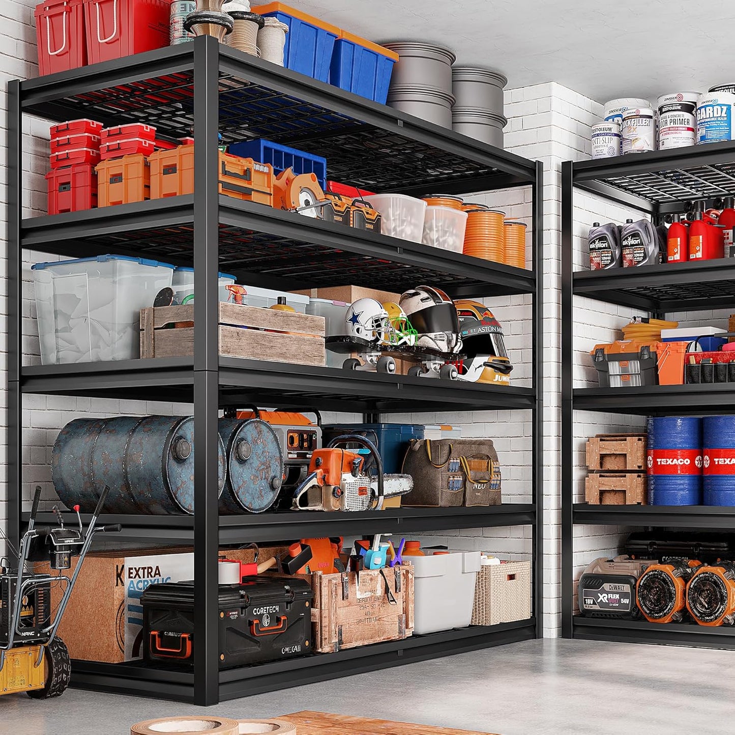 REIBII 55.2'' W x 78.2'' H x 26'' D, 5-Tier Metal Garage Shelving Units, 3000LBS Capacity, Adjustable Heavy Duty Shelves, 2 Pack