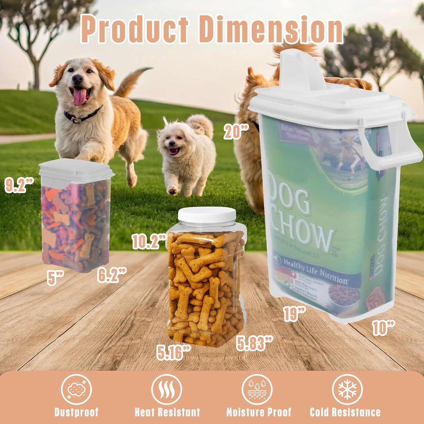 Buddeez Pet Food Storage Solution (Set of 3) - 32QT, 4QT & 2QT BPA-Free Containers with Scoop & Pour Spout for Dry Food, Treats, Chews