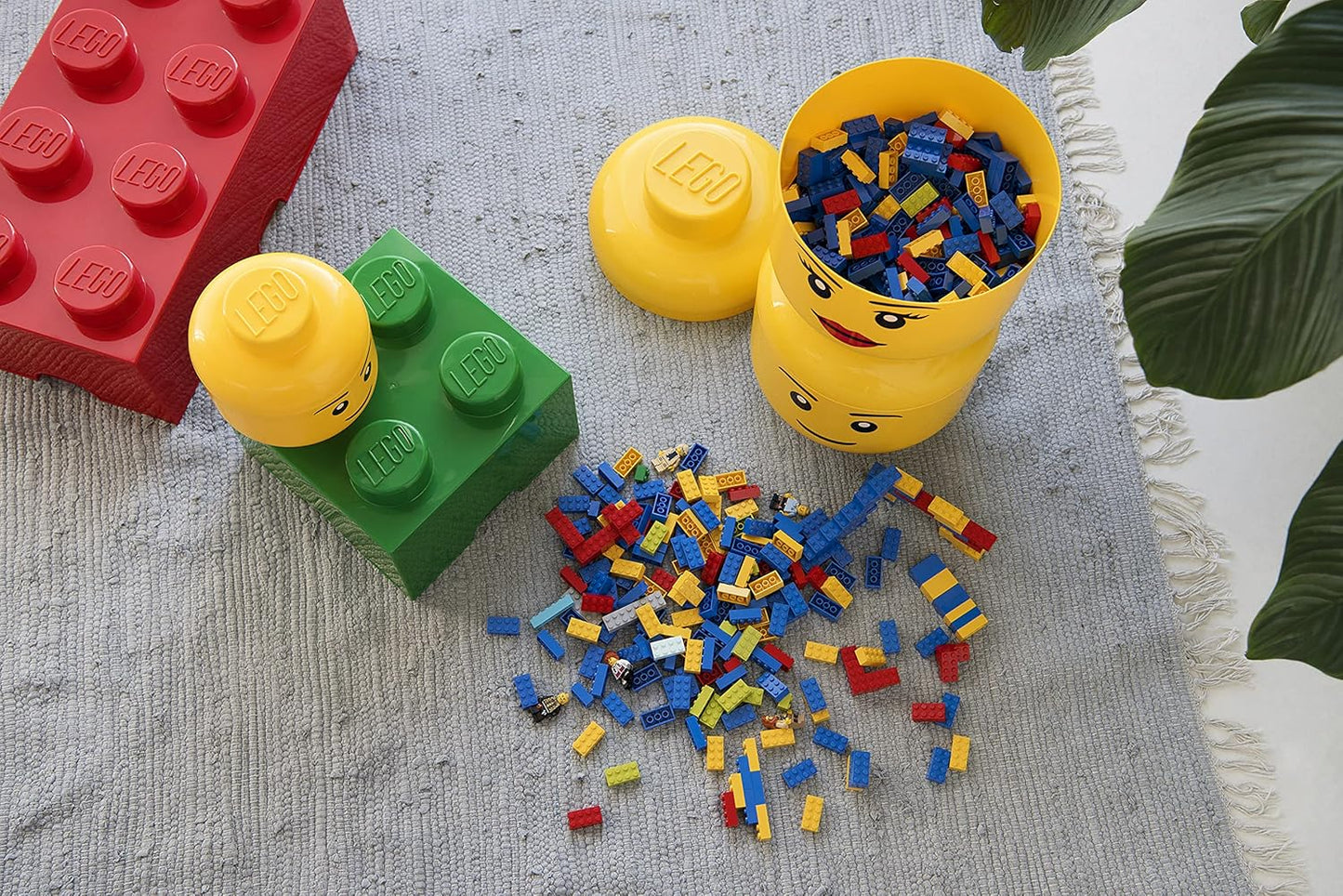 Room Copenhagen, LEGO Storage Heads Stackable Storage Container - Buildable Organizational Bins for Kid’s Toys and Accessories - 6.30 x 6.30 x 7.28in - Small, Skeleton, Holds 250 Bricks
