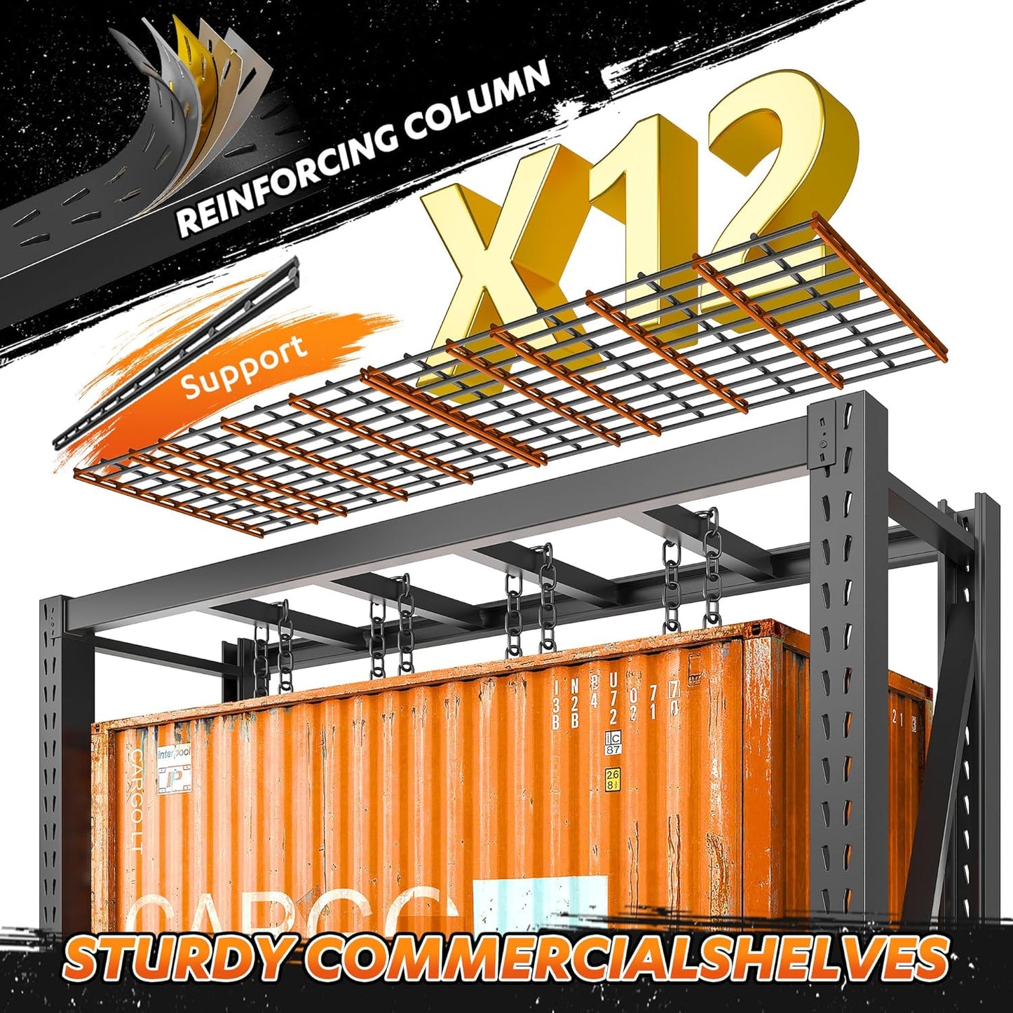 Bepatio 8000LBS Garage Shelving Heavy Duty,77" W Storage Shelves 4 Tier Adjustable Shelves,Metal Shelving Unit, Industrial Storage Shelving for Basement Warehouse Commercial,77" W*24" D*72”H,Black
