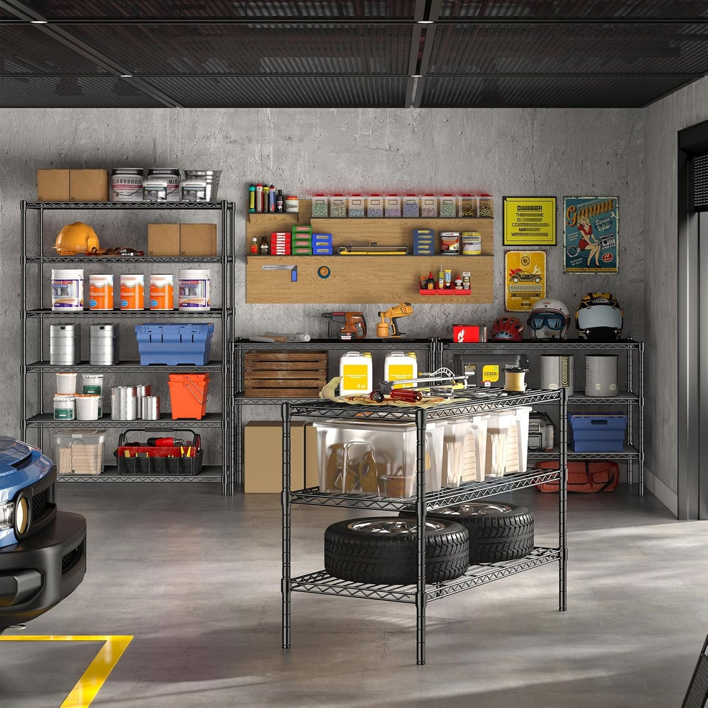 6Tier Metal Shelving Unit Storage Shelves. 1200LBS Wire Shelving Rack Heavy Duty, 75H Adjustable Pantry Shelves, Metal Shelf for Garage Shelving, Closet Shelves,Kitchen, 75" Hx 36" Wx 18" D
