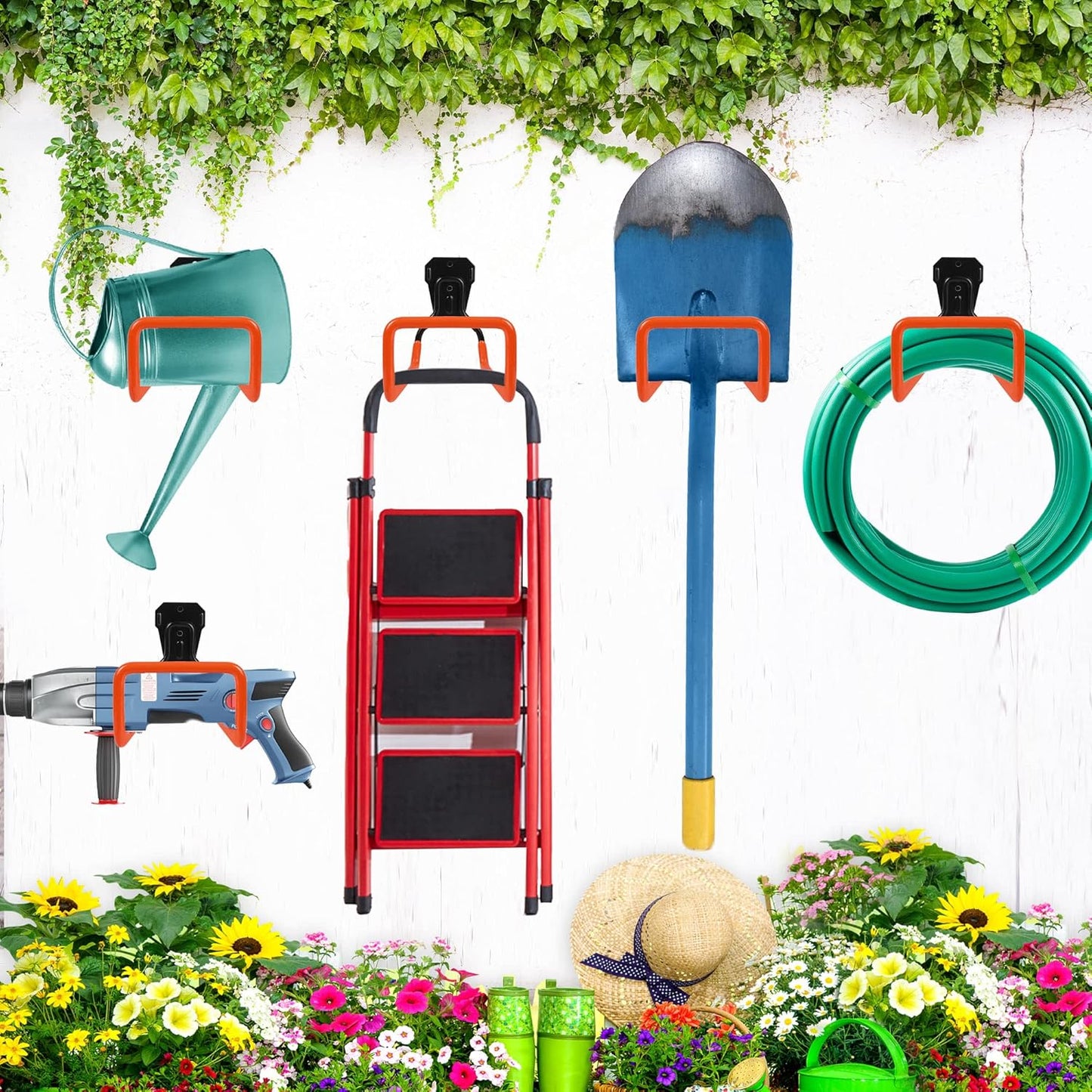 2pcs Hose Organizer Metal Hose Hangers for Outside Heavy Duty Hose Hook Wall Mount Hose Reels Garden Hose Holder for Ropes