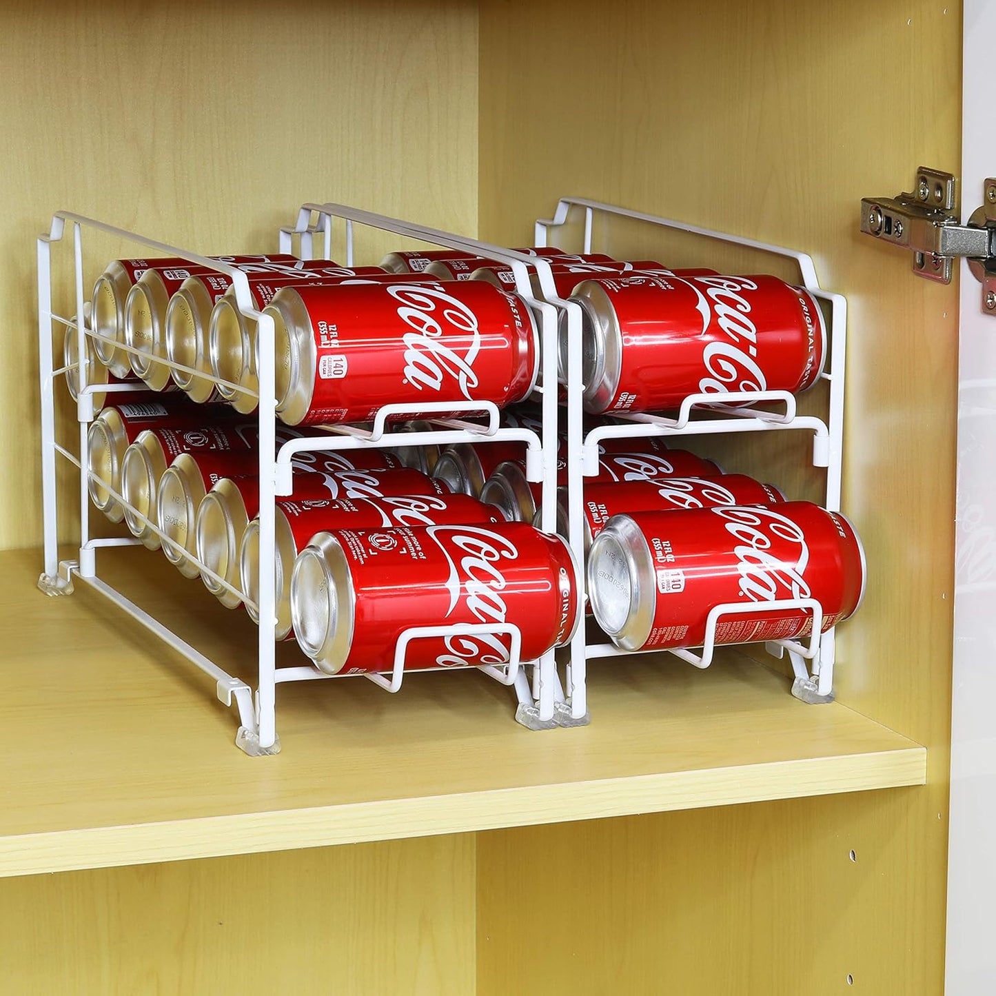 Simple Houseware Stackable Beverage Soda Can Dispenser Organizer Rack, White - 2 Pack