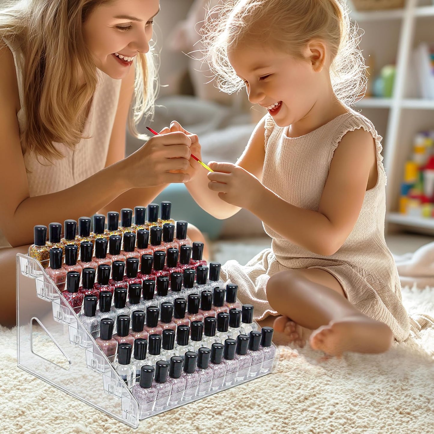 7-Tier Clear Acrylic Nail Polish Storage, Holds 56-112 Bottles, Multi-Purpose Nail Polish Rack, Sunglasses, Essential Oils and Cosmetics