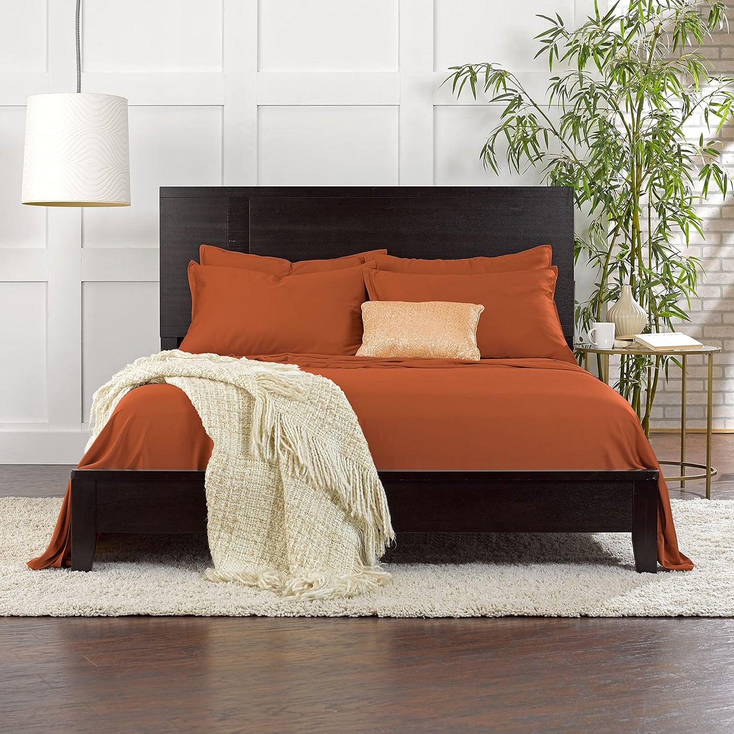 King Pillowcases by Pure Bamboo, Genuine 100% Organic Viscose Derived from Bamboo, Luxuriously Soft & Cooling, Double Stitching, Envelope Closure (2 King Pillowcases, Terracotta)