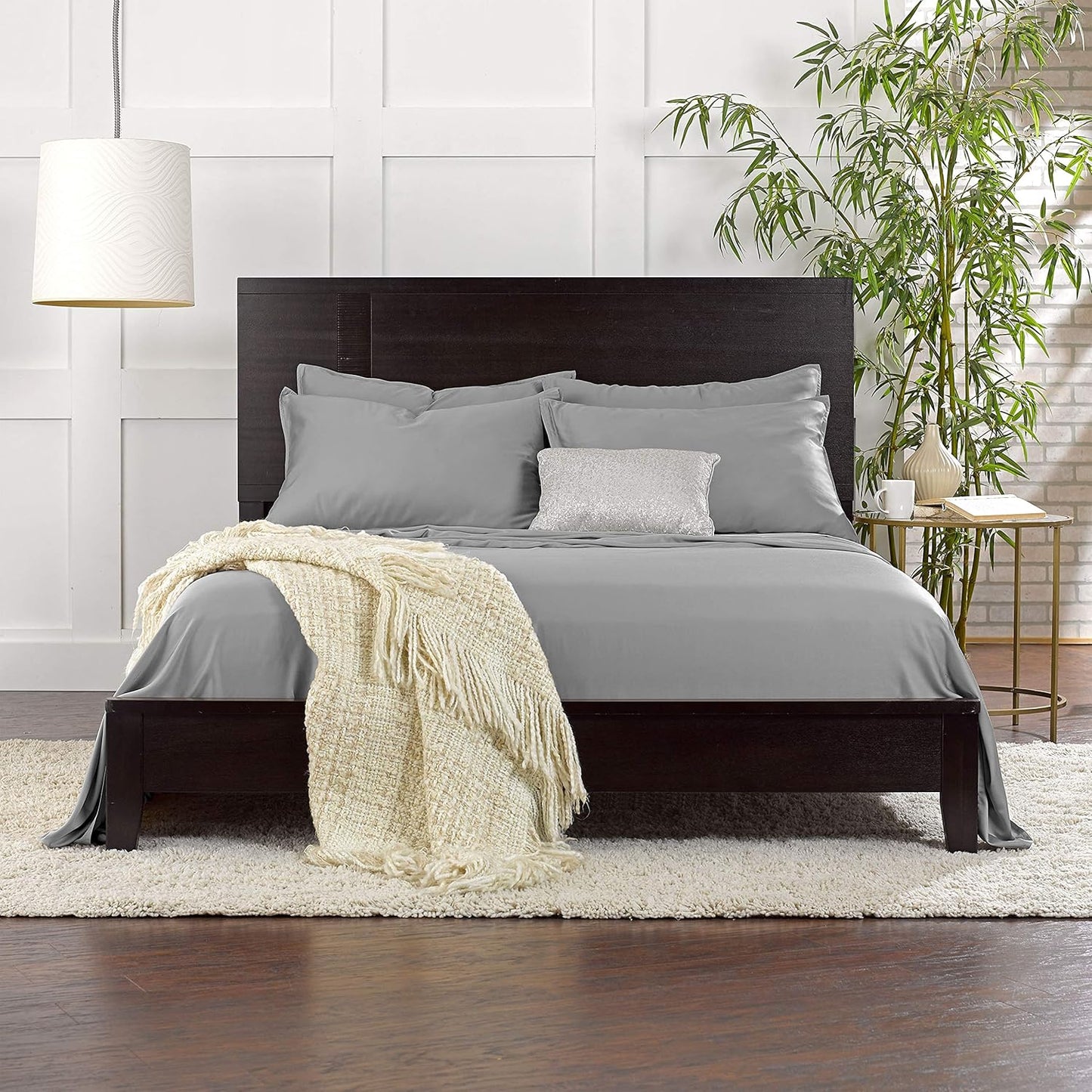 King Pillowcases by Pure Bamboo, Genuine 100% Organic Viscose Derived from Bamboo, Luxuriously Soft & Cooling, Double Stitching, Envelope Closure (2 King Pillowcases, Stone Grey)