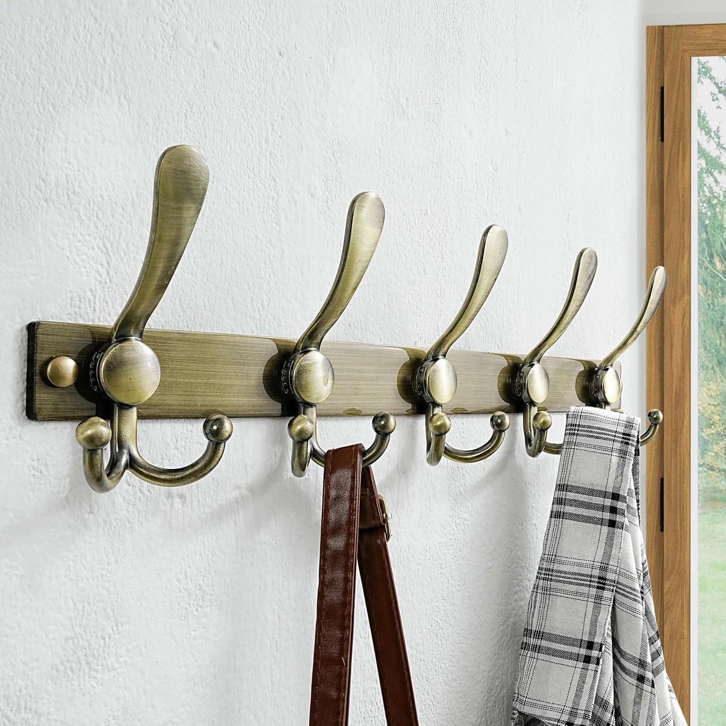 Dseap Coat Rack Wall Mount 2.0 Pro: Heavy Duty 300% Thicker, 16" Stud Mount, Stainless Steel Wall Coat Hooks Hanger for Clothes Jackets Hats Entryway Closet, MaxStrong, Antique Bronze, Pack of 2