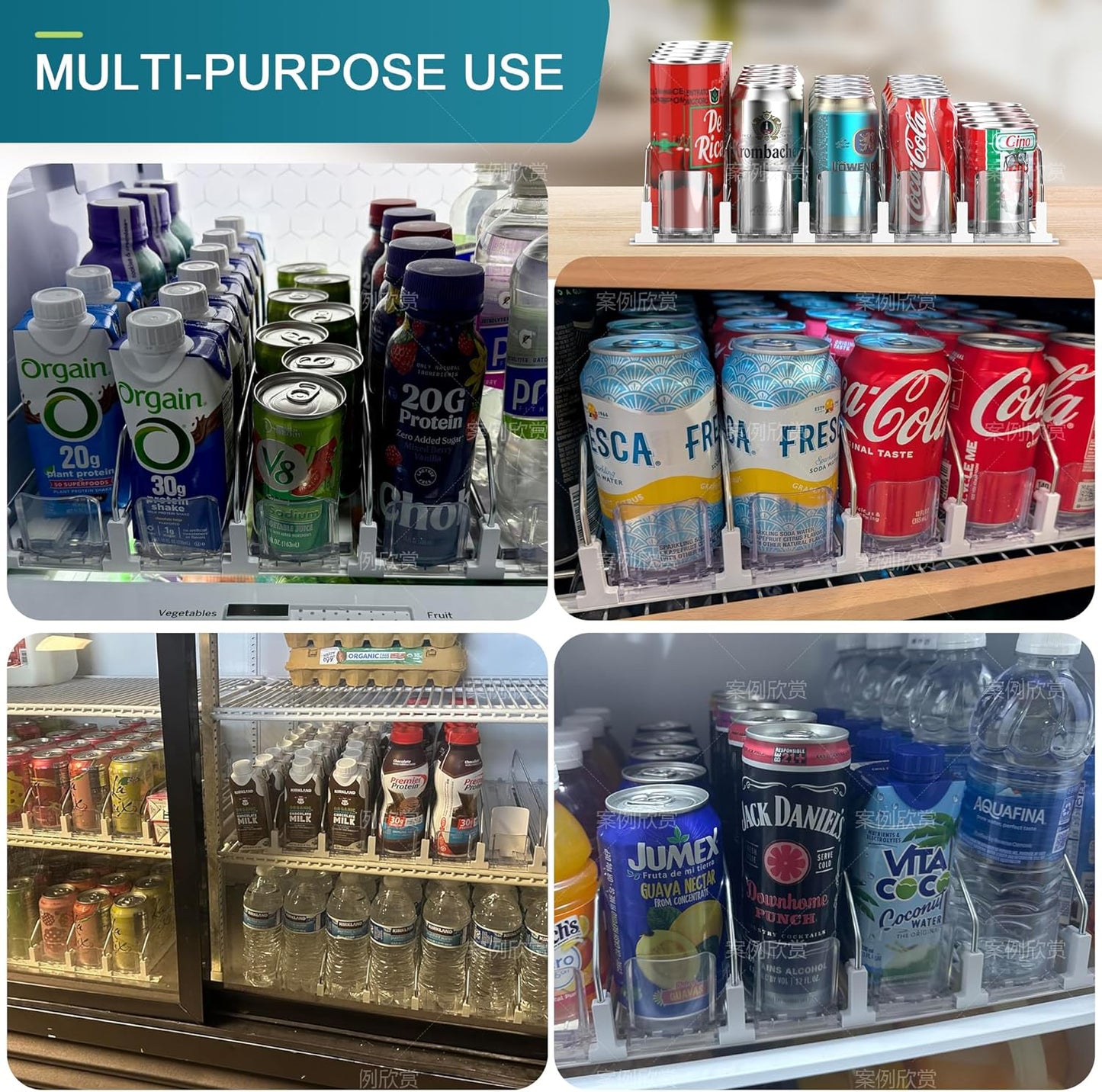 Upgraded Drink Organizer for Fridge, Space-Saving Fridge Drink Organizer, Automatic Pusher Glide and Adjustable Width Drink Dispenser for Fridge - Holds Up to 25 Cans (5 Rows White)