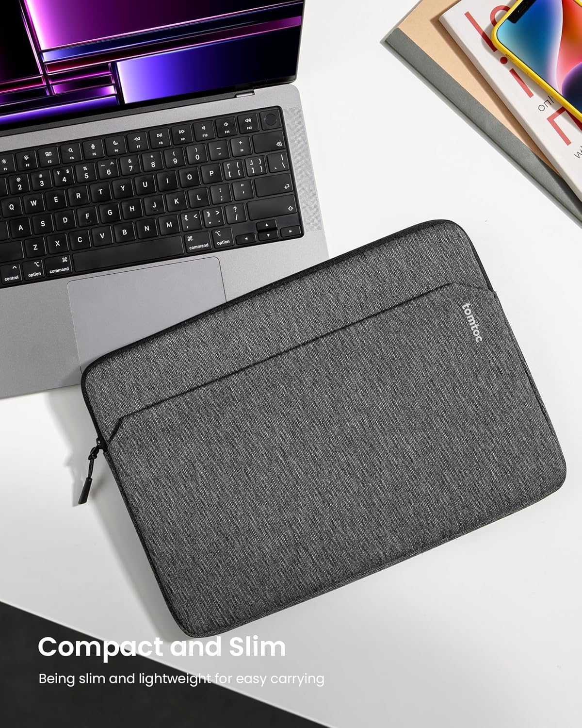 tomtoc Slim Laptop Sleeve for 14-inch MacBook Pro M5/M4/M3/M2/M1 Pro/Max 2025-2021, Water-Resistant Protective Case for 13.8 Inch Surface Laptop AI PC, Accessory Bag