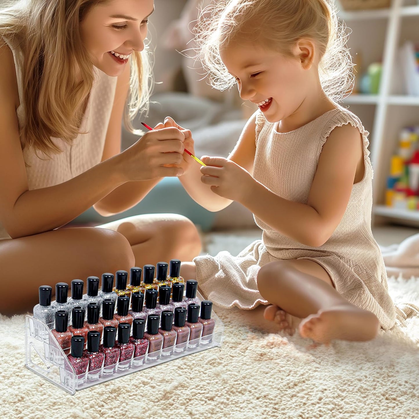 3-Tier Clear Acrylic Nail Polish Storage, Holds 24-48 Bottles, Multi-Purpose Nail Polish Rack, Sunglasses, Essential Oils and Cosmetics