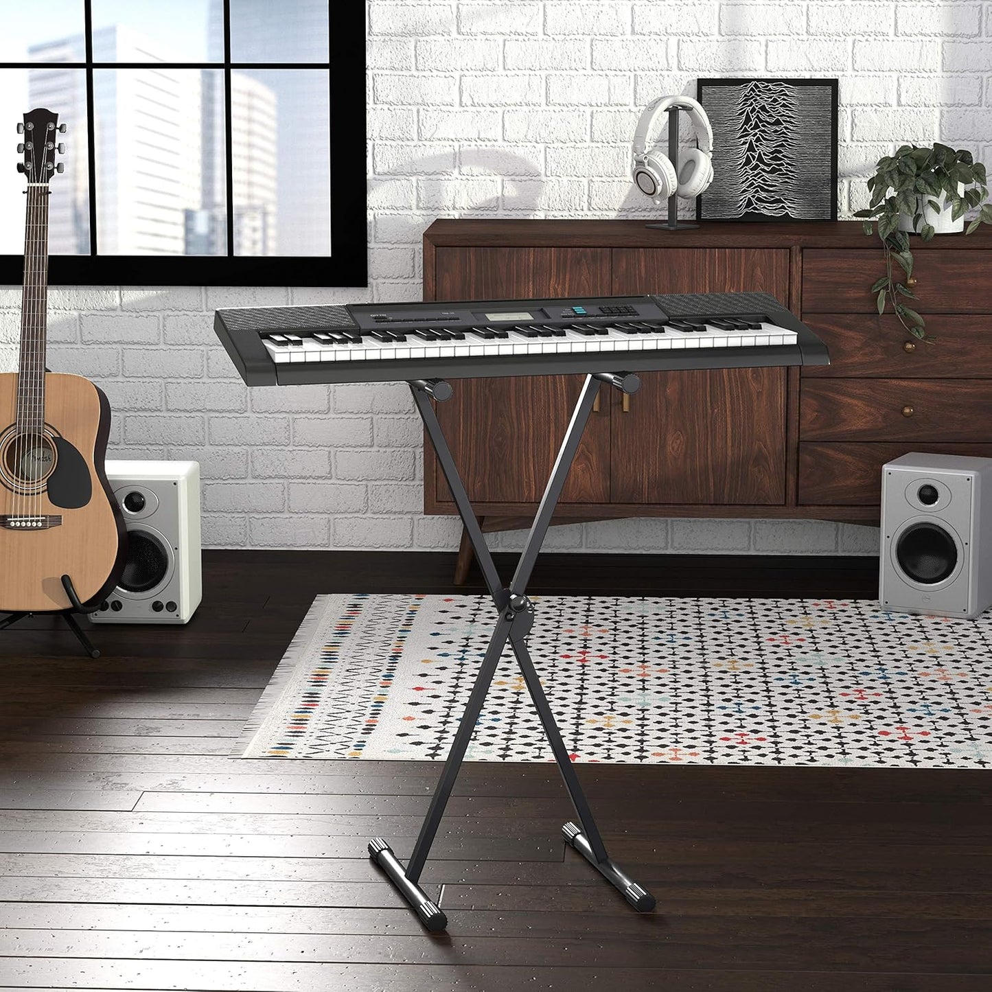 Amazon Basics Keyboard and Piano Stand, Adjustable Height, Portable Single-X-Shape, Black