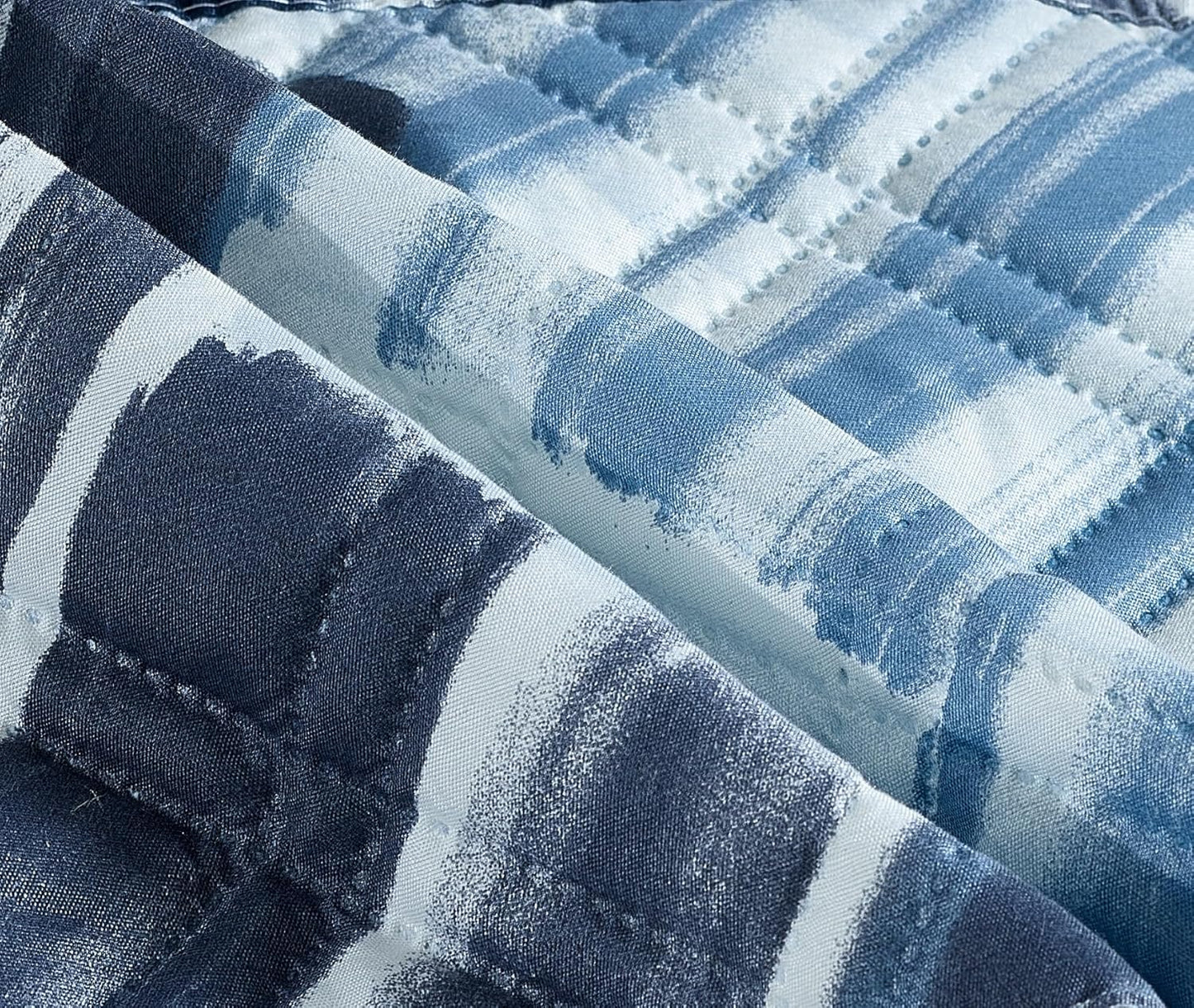 Brilliant Sunshine Blue Grey Stripes Patchwork Couch Armrest 5 Pockets Organizer, Slip Resistant Recliner Armchair Caddy, Washable Remote Controls Holder, Storage for Magazine, Tablet, iPad, Blue Grey