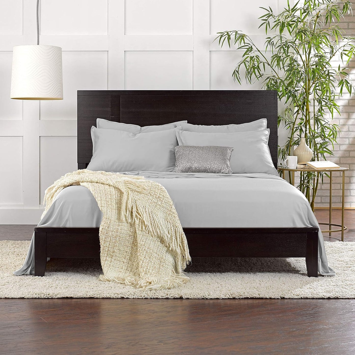 Queen Pillowcases by Pure Bamboo, Genuine 100% Organic Viscose Derived from Bamboo, Luxuriously Soft & Cooling, Double Stitching, Envelope Closure (2 Queen Pillowcases, Silver Pearl)