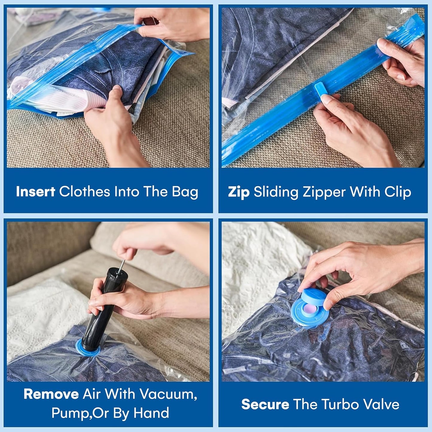 20-Pack Variety Vacuum Storage Bags for Comforters, Blankets & Clothes – Vacuum Sealed Compression Bags with Hand Pump – Space Saver Storage Bags for Bedding,Travel & Organization (5S, 5M, 5L & 5XL)
