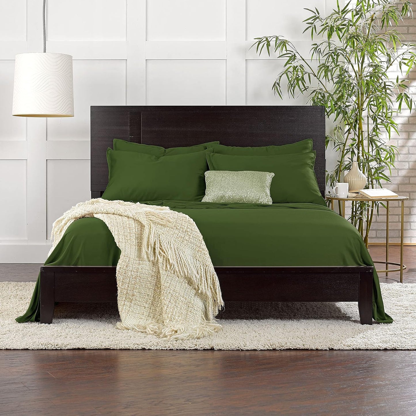 King Pillowcases by Pure Bamboo, Genuine 100% Organic Viscose Derived from Bamboo, Luxuriously Soft & Cooling, Double Stitching, Envelope Closure (2 King Pillowcases, Pesto)