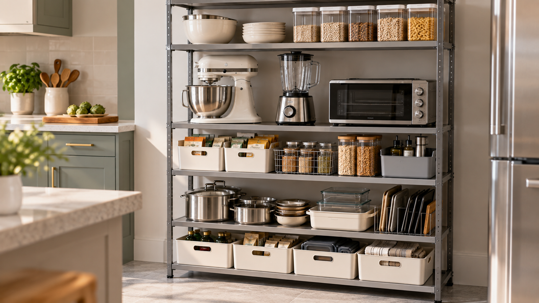 How to Organize a Kitchen Storage Rack When Shelf Heights Cannot Be Adjusted