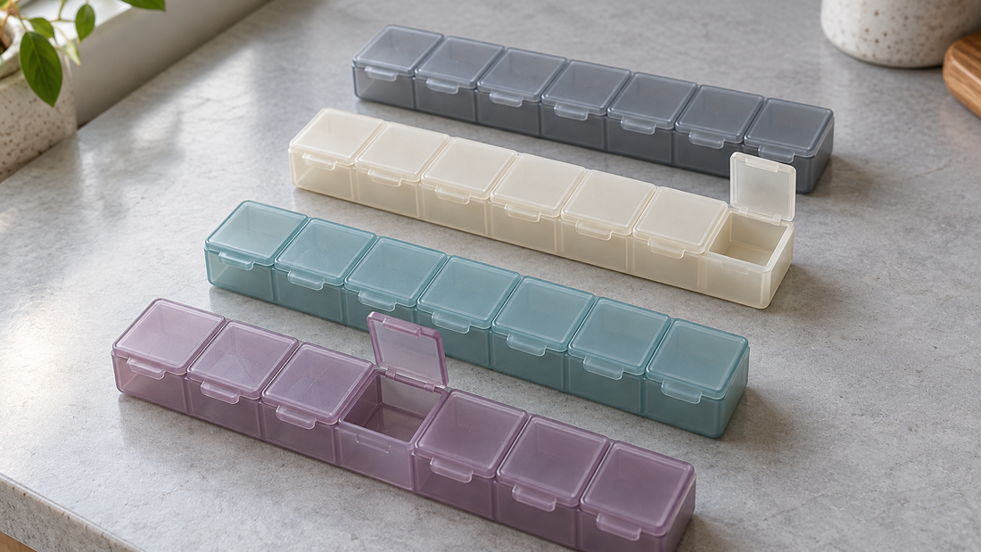 How to Arrange Four Weekly Pill Cases Without Blocking Their Lids