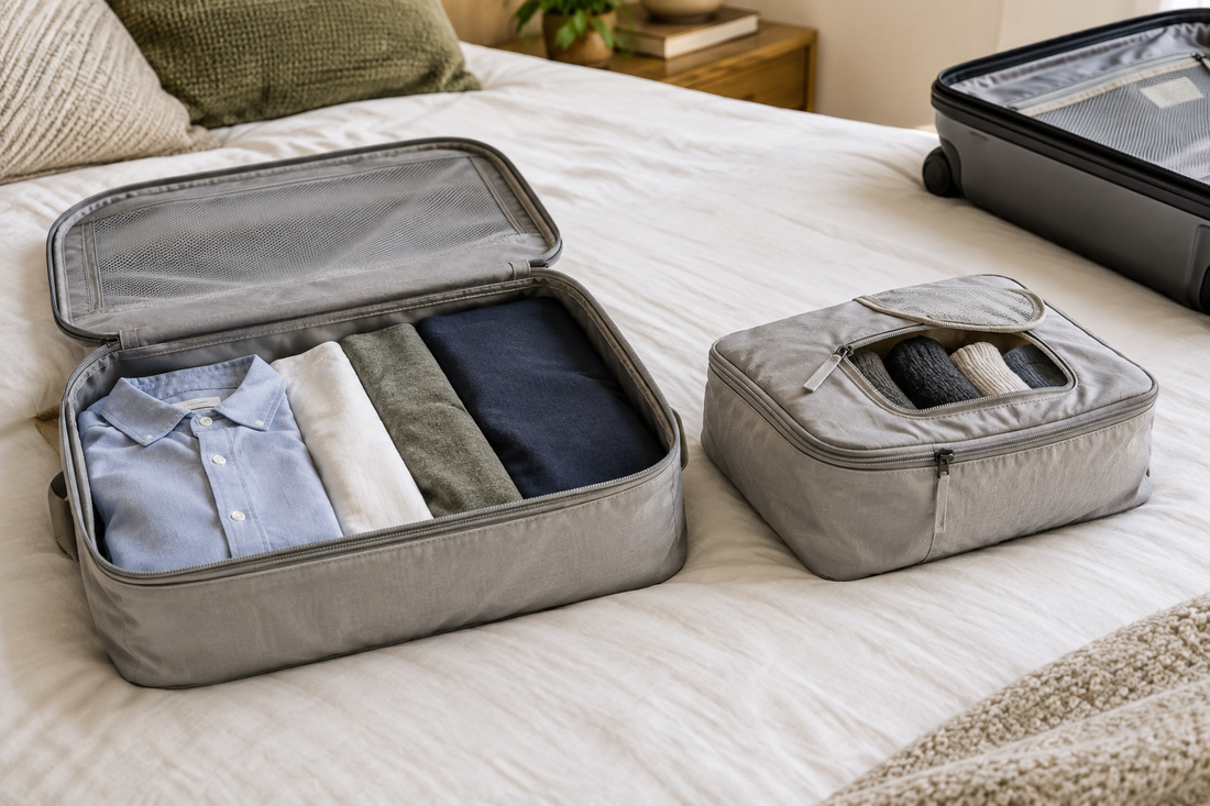 Compare clamshell packing cubes with limited top-opening designs before buying, checking zipper paths, clothing access, and the space needed to unpack easily.
