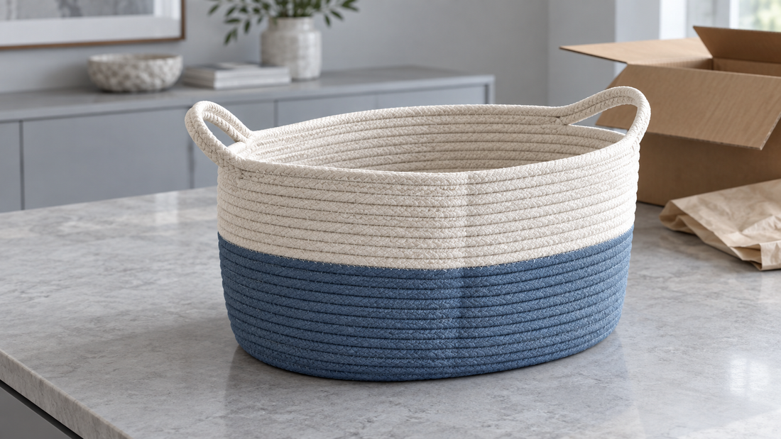 How to Set Up a Woven Rope Storage Basket That Arrives Folded