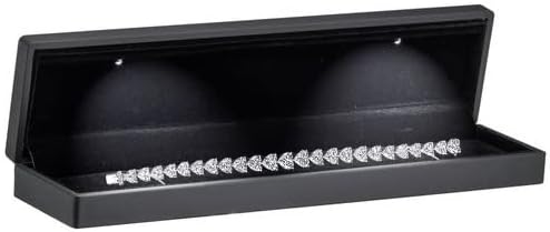 Allure - Luxury Bracelet Box With LED Light, Elegant Diamond Bracelet Case, For Unique Proposal, Engagement Or Wedding, Long Rectanglar Black Velvet Interior Jewelry Display Gift Box.