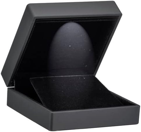 Allure,Luxury Earring & Pendant Box With LED Light, Square Shaped Elegant Diamond Pendant & Earring Case, Black Velvet Interior Jewelry Display Gift Box For Unique Proposal, Engagement Or Wedding