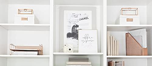 BLU MONACO Rose Gold Mesh Paper Tray – Set of 2 Stackable Letter Trays – Durable Metal Desk Organizer for Home, Office & School – Stylish Document Holder, File Storage, and Workspace Organizer