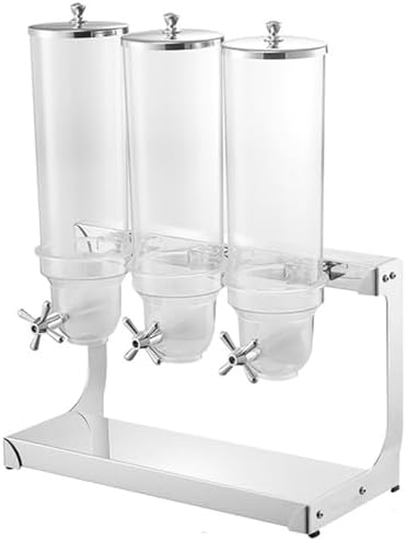 Triple Countertop Cereal Dispenser with Stainless Steel Base, 10.5L Dry Food Dispenser Cereal Containers Storage Dispenser Snack Organizer for Kitchen Or Pantry,N