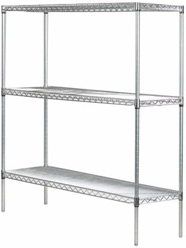 Omega Stainless Steel Shelves, 18" Deep x 72" Wide x 34" High 3 Tier Heavy Duty Wire Shelving Unit for Kitchen Garage Office Restaurant Warehouse 800-lb Per Shelf Weight Capacity