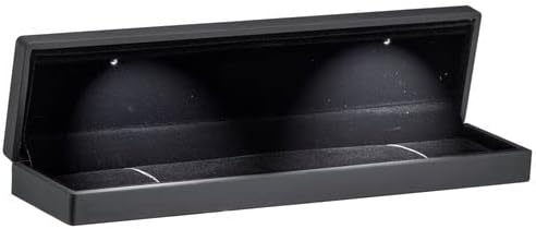 Allure - Bulk Case Of 12 - Luxury Bracelet Box With LED Light, Elegant Diamond Bracelet Case, For Unique Proposal Or Wedding, Long Rectanglar Black Velvet Interior Jewelry Display Gift Box.