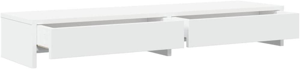 YAFF Monitor Stand with Drawers White 39.4x10.6x5.9 Engineered Wood,Electronics,Electronics Accessories,Computer Accessories,Computer Risers & Stands,854670